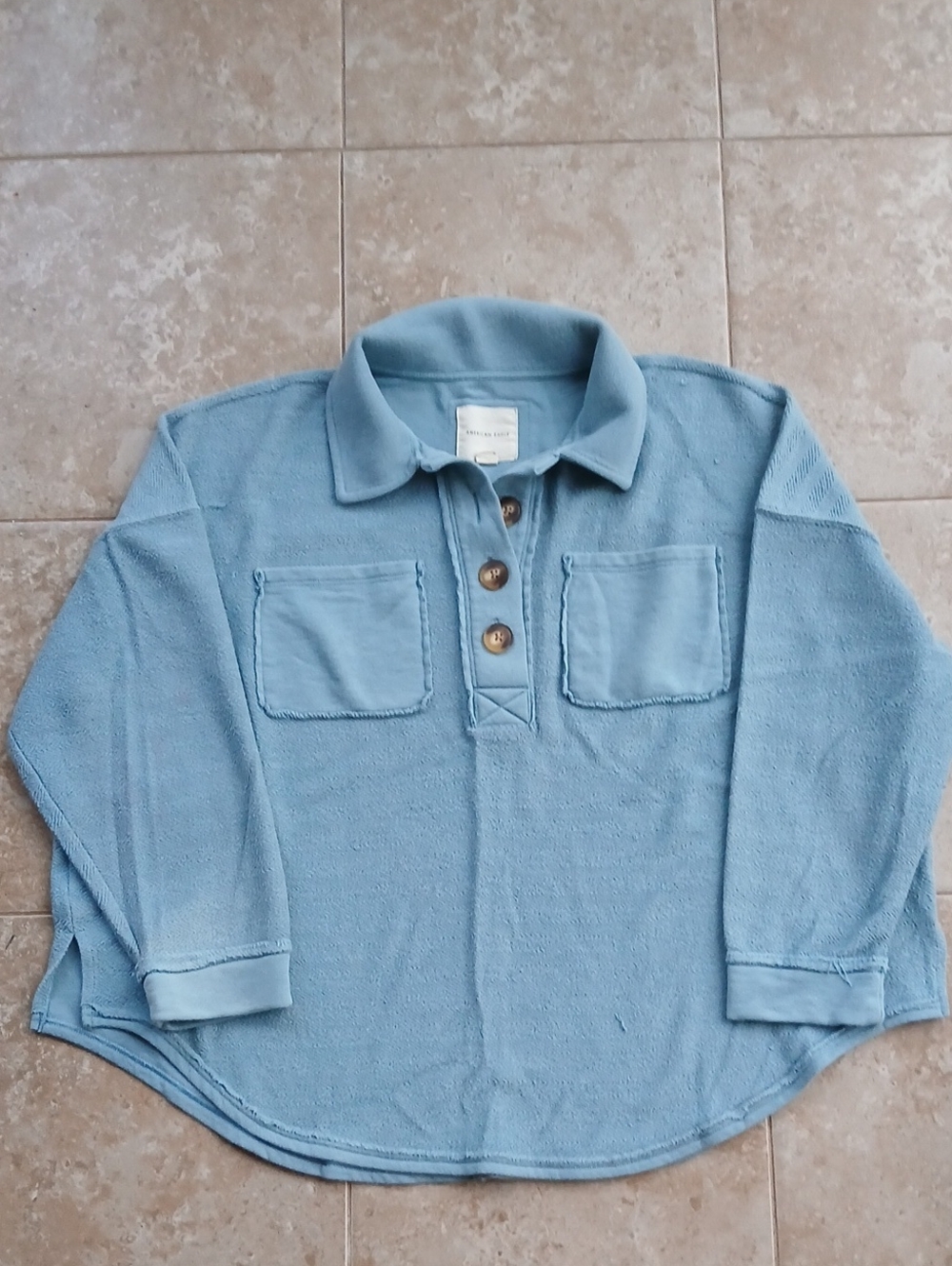 American Eagle Outfitters Oversized Blue Collared Sweater
